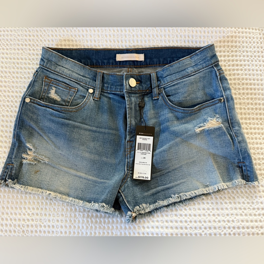 BCBGMaxAzria Distressed Blue Jean Shorts